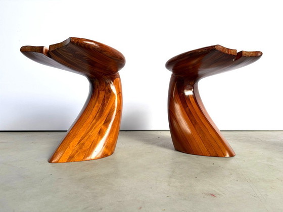 Polyte Solet Dolphin Coffee Table And Stools, 1990s – Glass, Wood (photo 12 of 16)