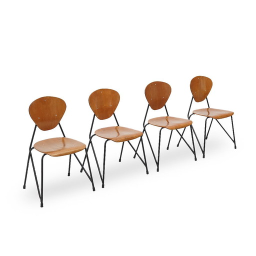 4 chaises par Aurelio Villari pour Isa Bergamo, années 1950