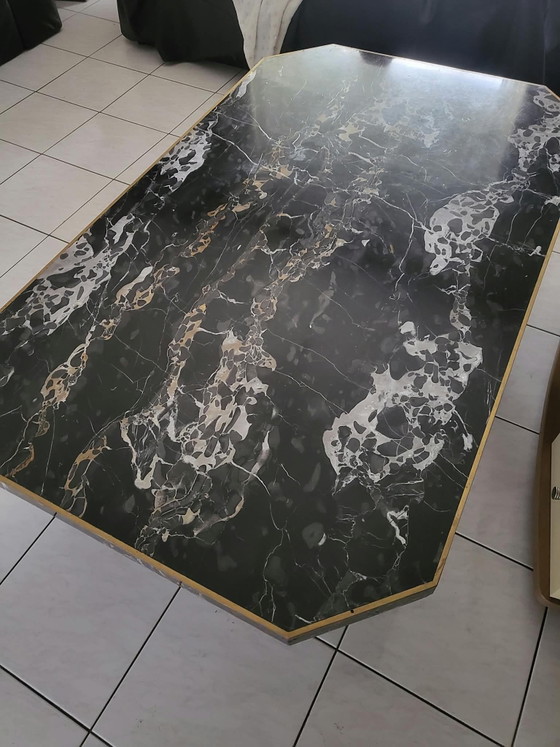Luxury Vintage Italian Marble Coffee Table, Nero Portoro, Black (photo 11 of 13)