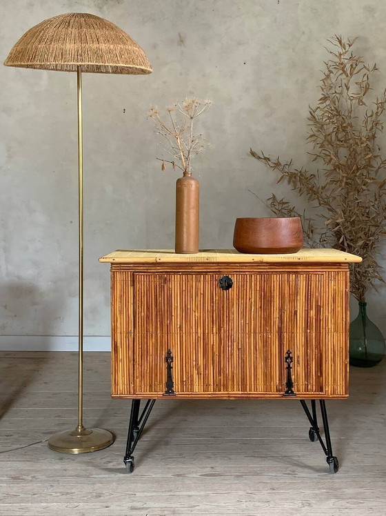 Vintage rattan buffet bar – Barstools, Wicker, Metal (photo 12 of 12)