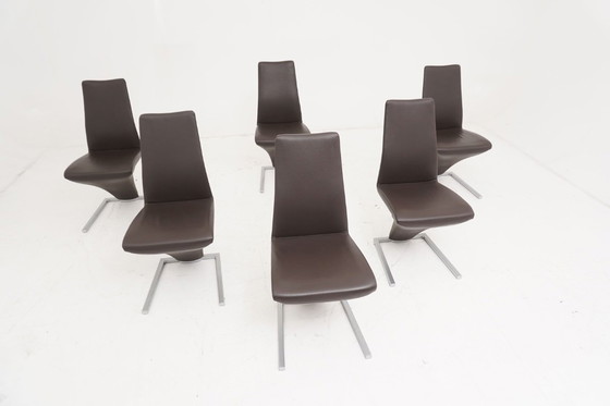Image 1 of Sedie in pelle marrone Rolf Benz 7800 da 6 pezzi