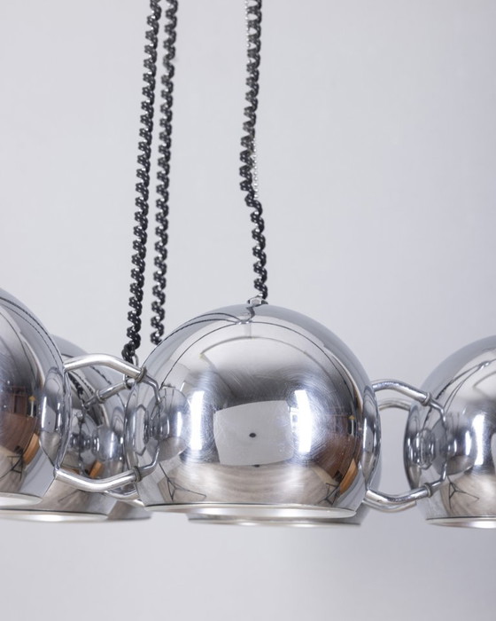 Image 1 of Lustre vintage des années 70 en métal chromé design Goffredo Reggiani