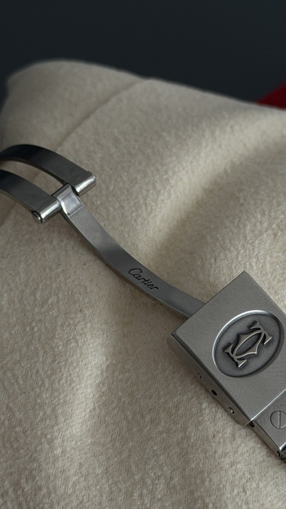 Image 1 of  Orologio da uomo Cartier Santos Galbée al quarzo 987901 color crema da 29 mm
