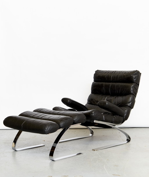 Sinus Armchair With Ottoman By Reinhold Adolf & Hans-Jürgen Schräpfer For Cor