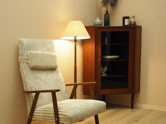 Danish floor lamp with wood and metal base, botanical fabric shade, 1960s, Floor lights, Textile, Multi Color (photo 3 of 13)