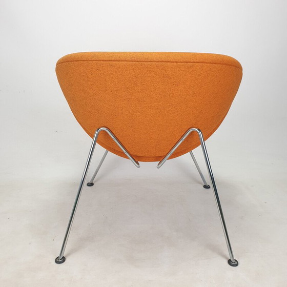 Image 1 of Vintage fauteuil in oranje plak en verchroomd metaal van Pierre Paulin voor Artifort, 1980