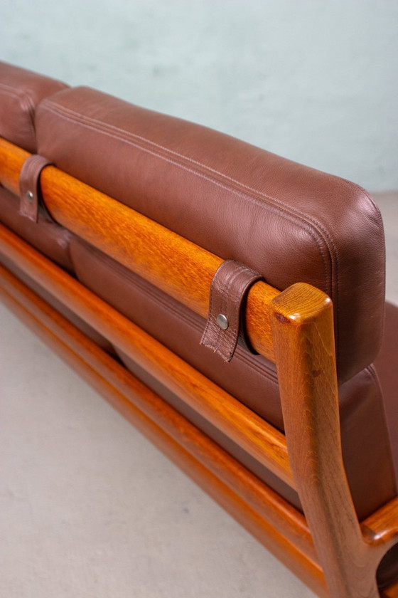 Image 1 of Canapé vintage en teck, style danois, Juul Kristensen, cuir, milieu du siècle