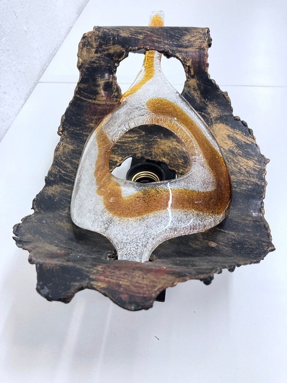 Image 1 of Lampada da parete brutalista in metallo e vetro design anni '60-'70