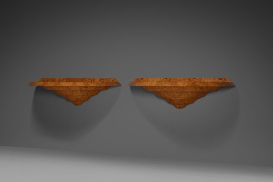 Image 1 of Elegante par de consolas Art Déco en madera de raíz