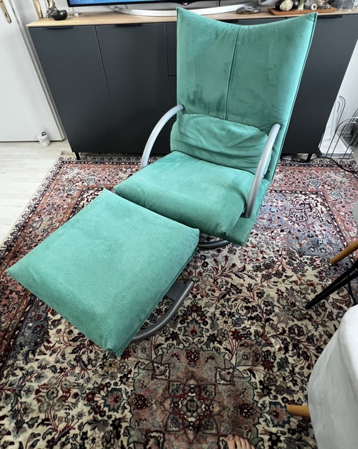 Rolf Benz BMP 418 Torino fauteuil, loungestoel met voetenbank, bank, relaxfauteuil