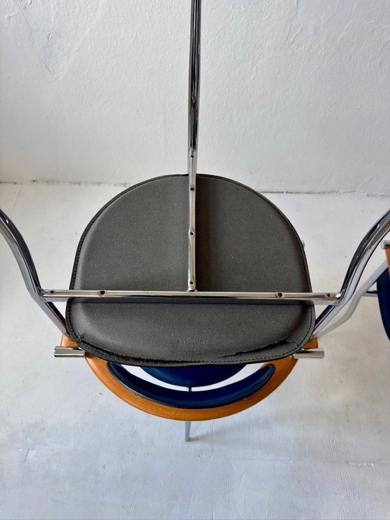 Image 1 of Sillas Stiletto en cuero azul de Arrben con estructura cromada