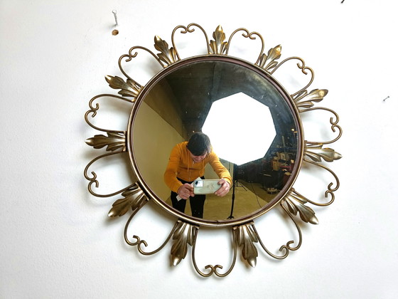 Image 1 of Miroir vintage en laiton ensoleillé 1960s