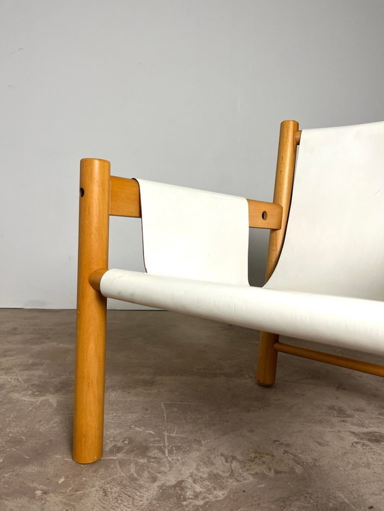 Image 1 of Fauteuil Safari cuir blanc par Ibisco, Italie, 1970