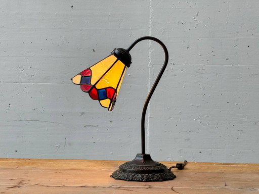 Vintage tafellamp in Tiffany-stijl, veelkleurig, jaren 70