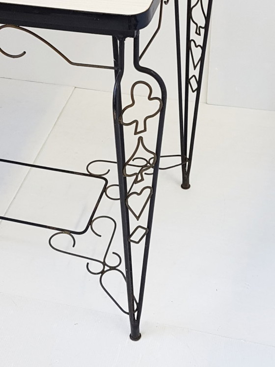 Image 1 of TABLE FORMICA PIQUE COEUR TREFLE CARREAU 1950 VINTAGE 50S ROCKABILLY 50'S