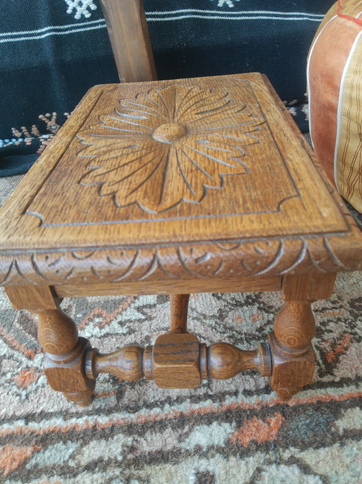 Antique hand-carved French oak side table/plant table
