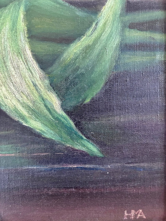 Image 1 of Vintage original flower oil painting, tulips still life art