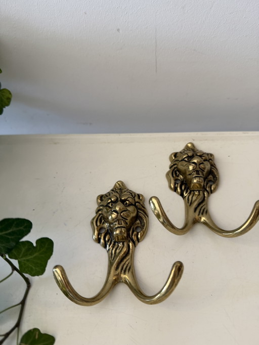 Set of two brass wall hooks