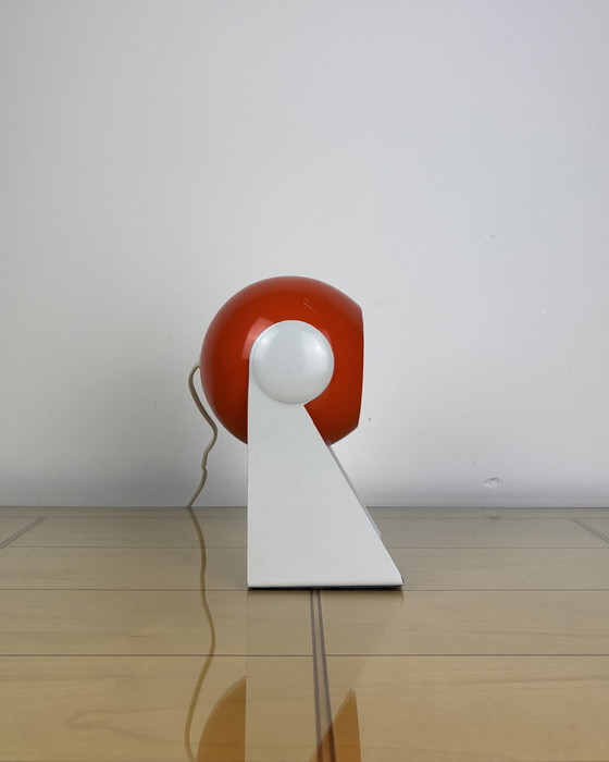 Image 1 of Vintage lamp, Italië, jaren 60, jaren 70, metaal, ruimtetijdperk, Spoetnik-ontwerp, UFO, oranje oogbollamp, industrieel ontwerp,