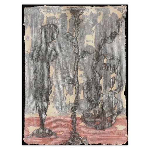 Pierre-Marie Brisson ondertekende Carborundum-ets Création II 1992 – lithos zeefdrukken, Paper