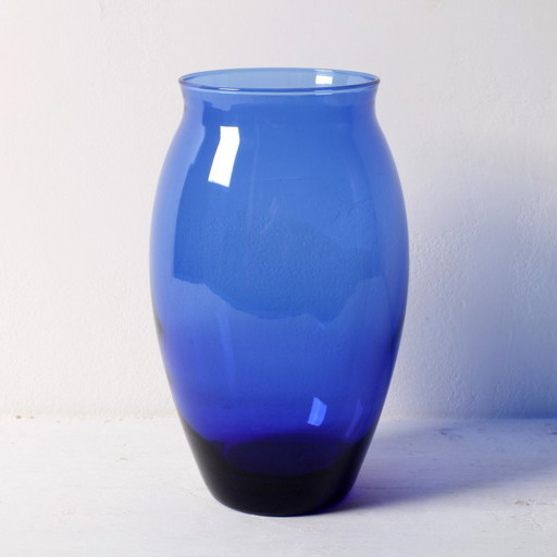 Cobalt Blue Vintage Glass Vase / Mid-century Home Decor / Italy / 1970s