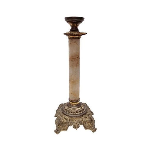 French antique candlestick with marble