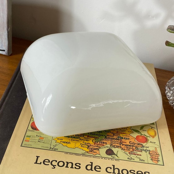 Antique square wall/ceiling light in white opaline glass, 20 cm (photo 2 of 8)