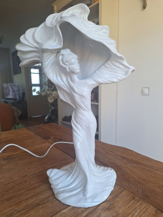 Lampe unique en céramique Italie, Blanc, Art Nouveau (photo 6 sur 10)