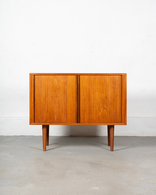 Mid Century Teak Sideboard With Tambour Doors