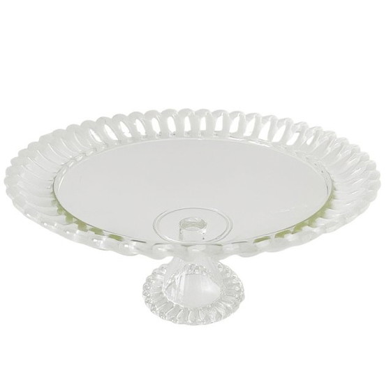 Image 1 of Ciotola per frutta e dessert in cristallo vintage di metà secolo con piede, cristallo anni '60