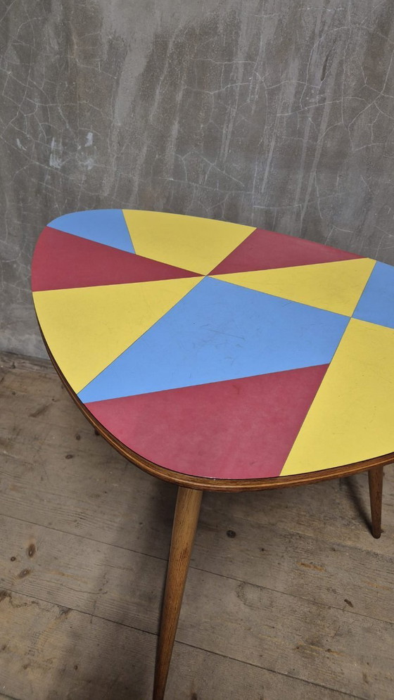Image 1 of Czechoslovak Brussels Style Oak and Colored Umakart Table, 1950s