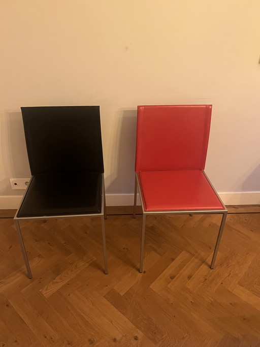 Ensemble de 2 chaises de salle à manger design en cuir rouge et noir
