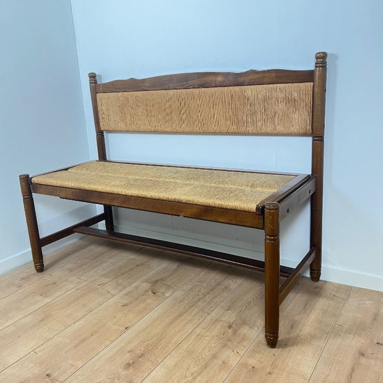 Image 1 of Provençal bench with backrest and integrated storage, 1960