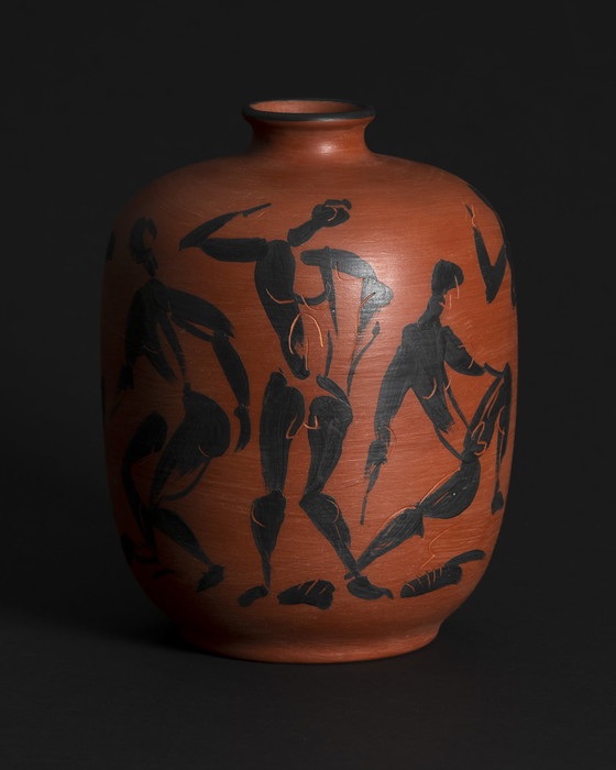 Image 1 of Einzigartige handbemalte Studio-Keramik-Künstler-Vase Dietmar Liedke Karlsruher Majolika