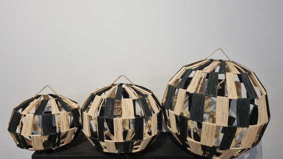 Image 1 of Raffia pendant lamp set handmade in Morocco