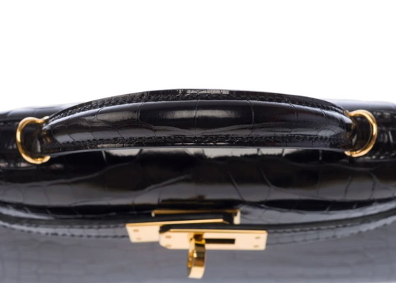 Image 1 of Borsa HERMES Kelly Mini en Cuirs exotiques Noir - 103471