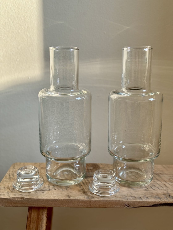 Image 1 of 2x carafe vintage Leerdam Willem Heesen série Aruba design en verre années 1970