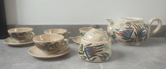 Image 1 of Grande servizio da tè in ceramica firmato Vallauris, risalente al 1960.