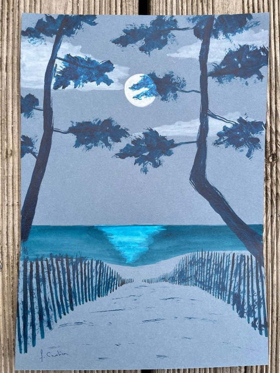 Image 1 of Inkt op getint papier.  Formaat 30x21cm.