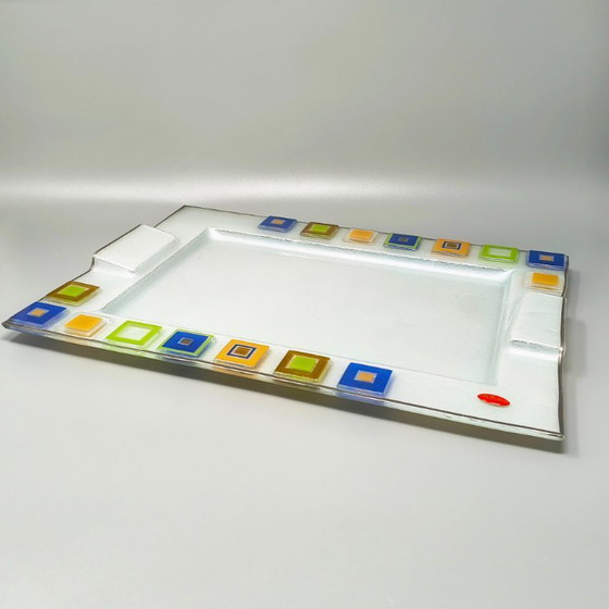 Image 1 of Plateau étonnant des années 1970, signé Albatros, en verre de Murano. Fabriqué en Italie.