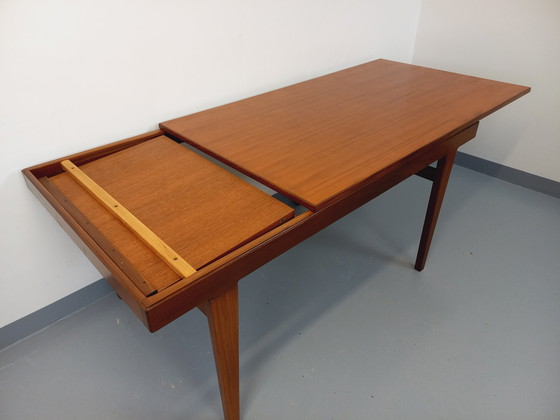 Image 1 of Table à Manger Scandinave Vintage des Années 50 60 en Teck avec Rallonge
