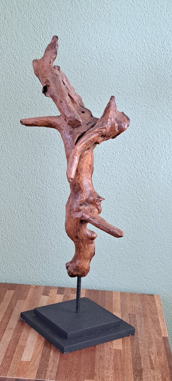 Hermosa escultura de madera de raíz sobre una base. – Objetos decorativos, Wood (photo 3 of 10)