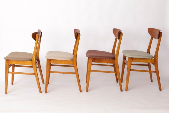 Image 1 of Set di 4 sedie da pranzo in teak danese di Farstrup Møbler - anni '60, tappezzeria nuova, spedizione in tutto il mondo