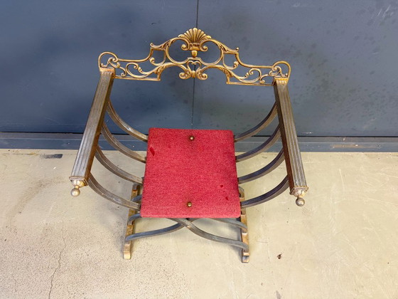 Silla Dante de estilo renacentista, década de 1960. – Sillas y sillones, Metal, Textile (photo 5 of 13)