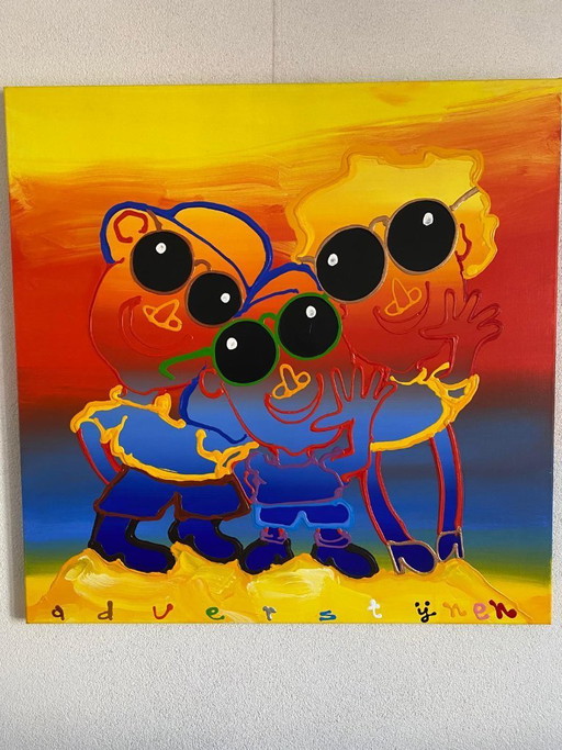 Ad Verstijnen – Daddy, Me and Mommy – 100×100 cm – Mixed Media/Acrylic on Canvas