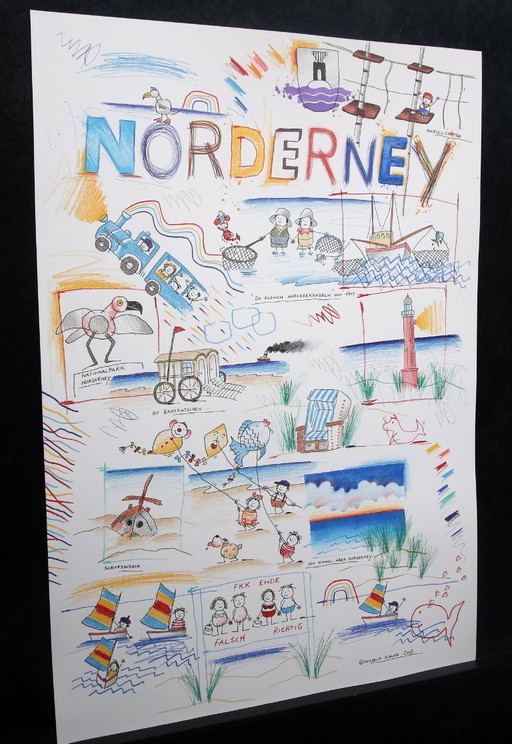 Schlote, Wilhelm - Norderney - Original design drawing - signed UNIKAT