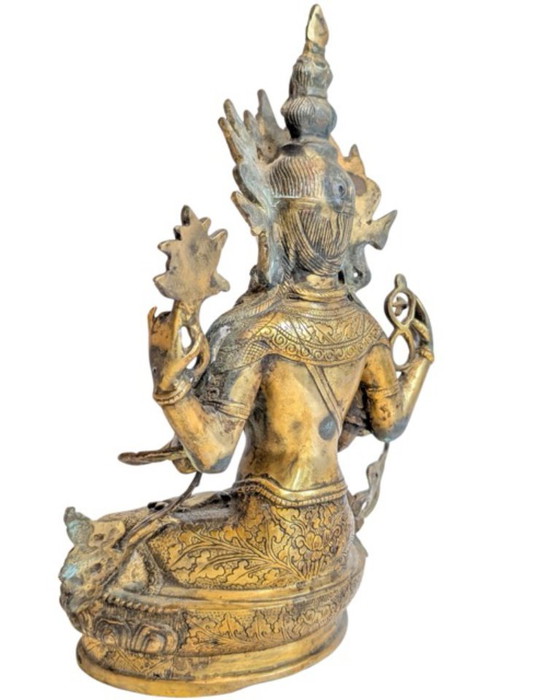 Avalokiteshvara (Chenrezig) à quatre bras en bronze doré – Himalaya – Sculptures, Gold (photo 6 of 11)