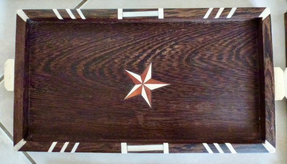 Image 1 of 6 bandejas Art Decó de palisandro con incrustaciones de hueso - Angloindio.