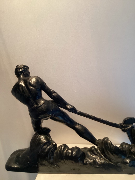 Monumental Art Deco Sculpture “Le Pecheur” Designed by Ugo Cipriani in the 1920s/30s, Metal, Black (photo 9 of 13)