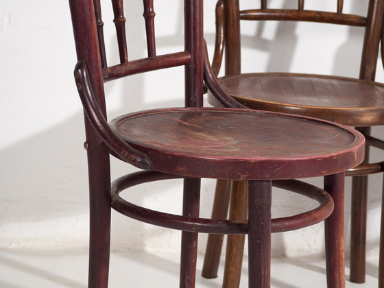 Sedie da pranzo Thonet antiche colorate (c.1920). Set di 4 pezzi #2 (photo 22 of 40)